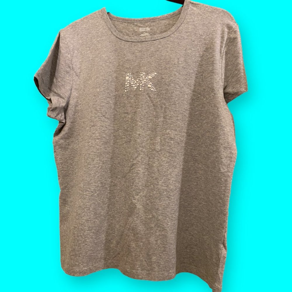 Michael Kors Vintage Studded Logo T-shirt - Gray/Silver Studs